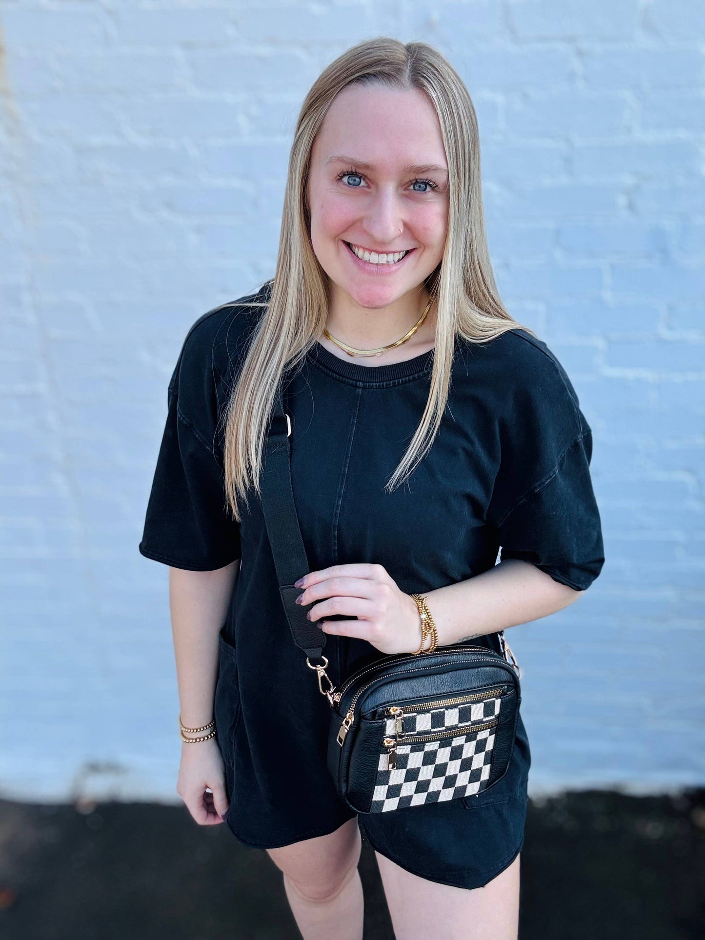 Black Checkmate Crossbody