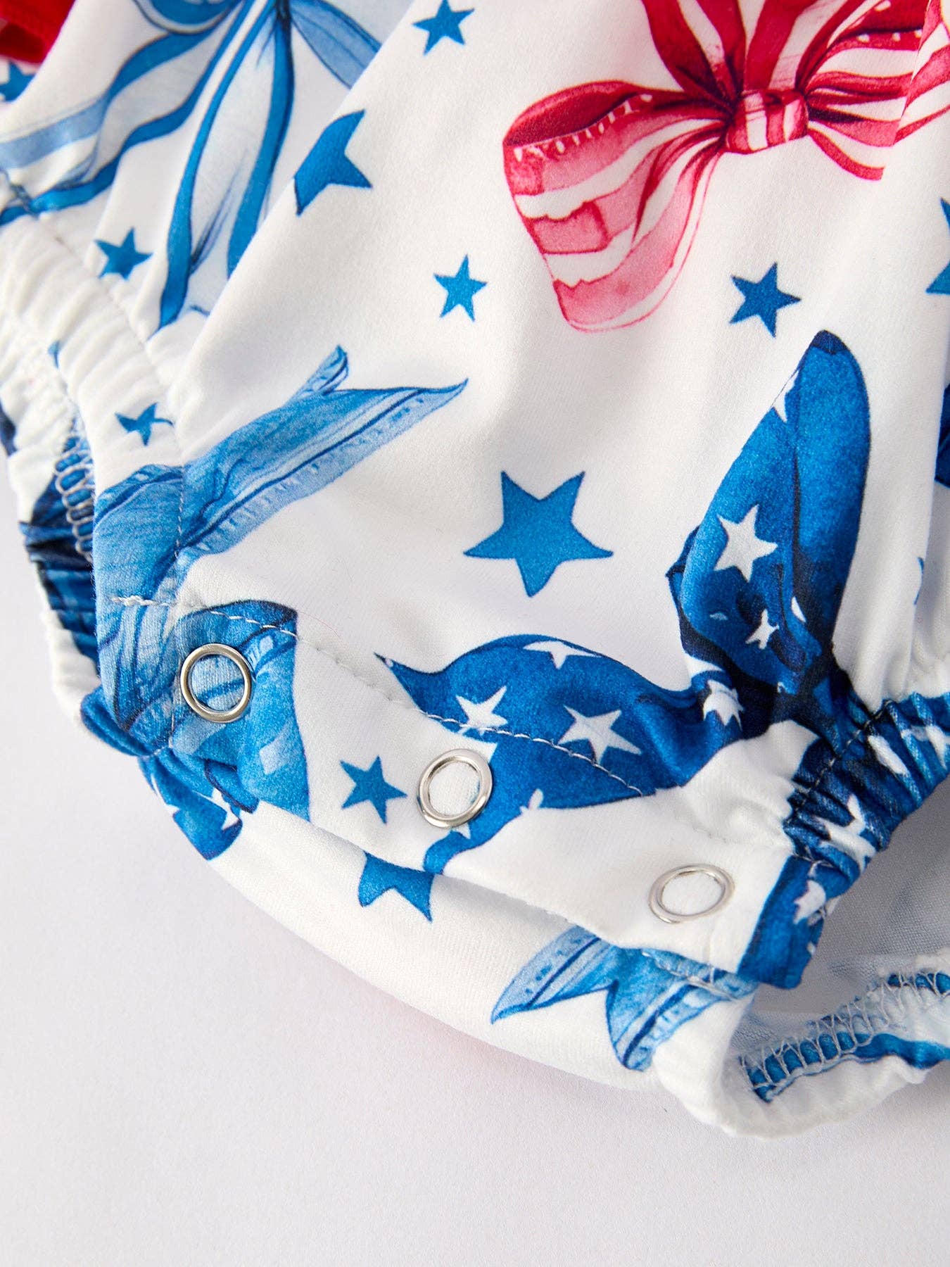 Girls 4th of July Bow Print Romper