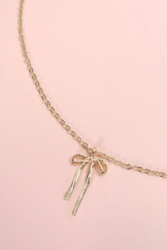 Authentic Gold Bow Ribbon Necklace