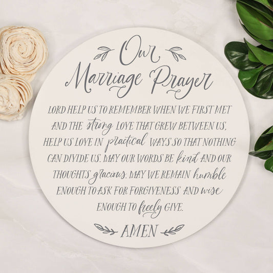 Our Marriage Prayer Round Sign, Wedding Gift