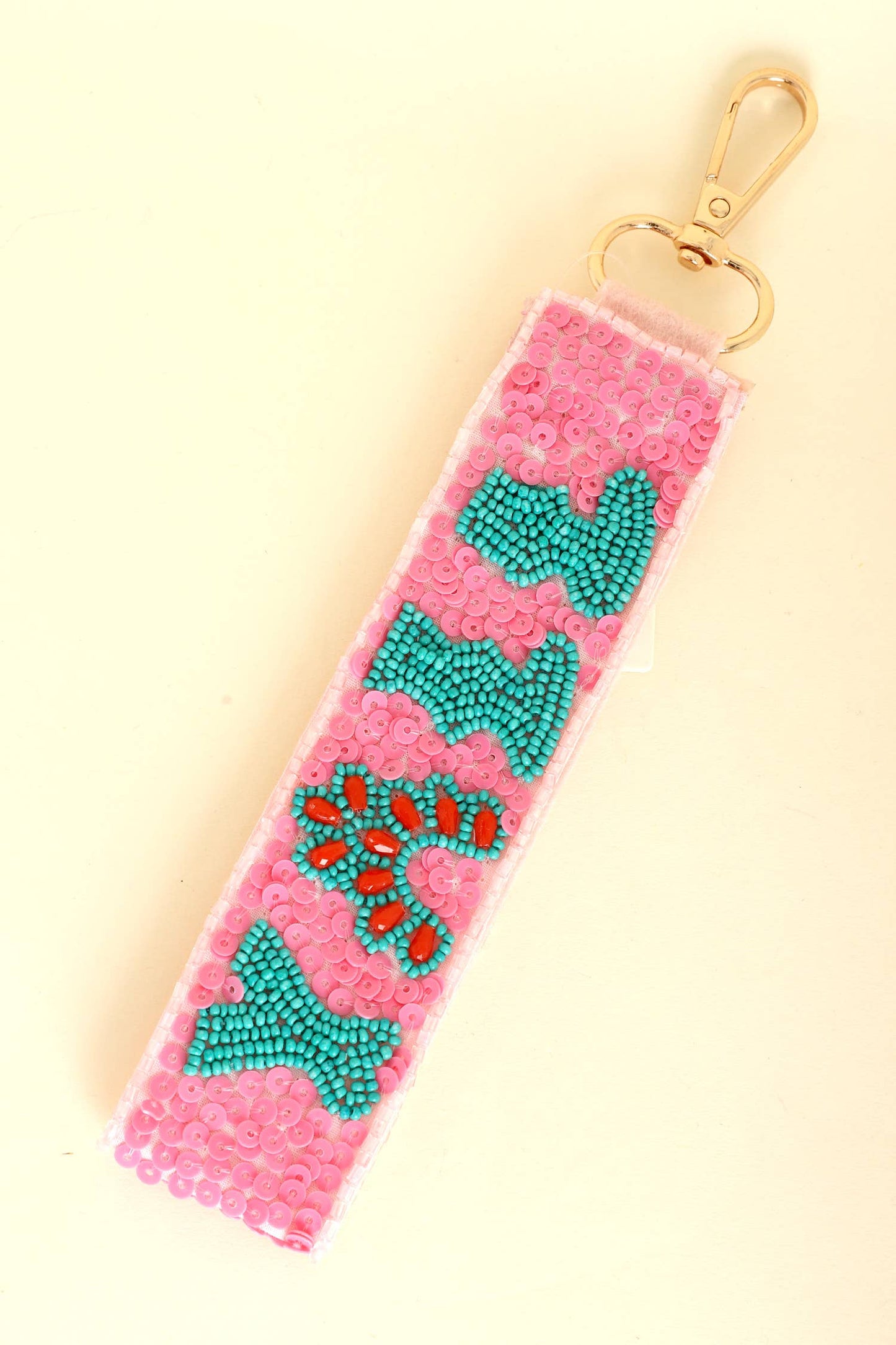 Yall Long Strip Seed Beaded Sequins Keychain