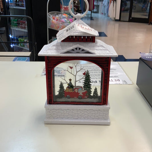 LED Lantern w/Red Truck and Santa