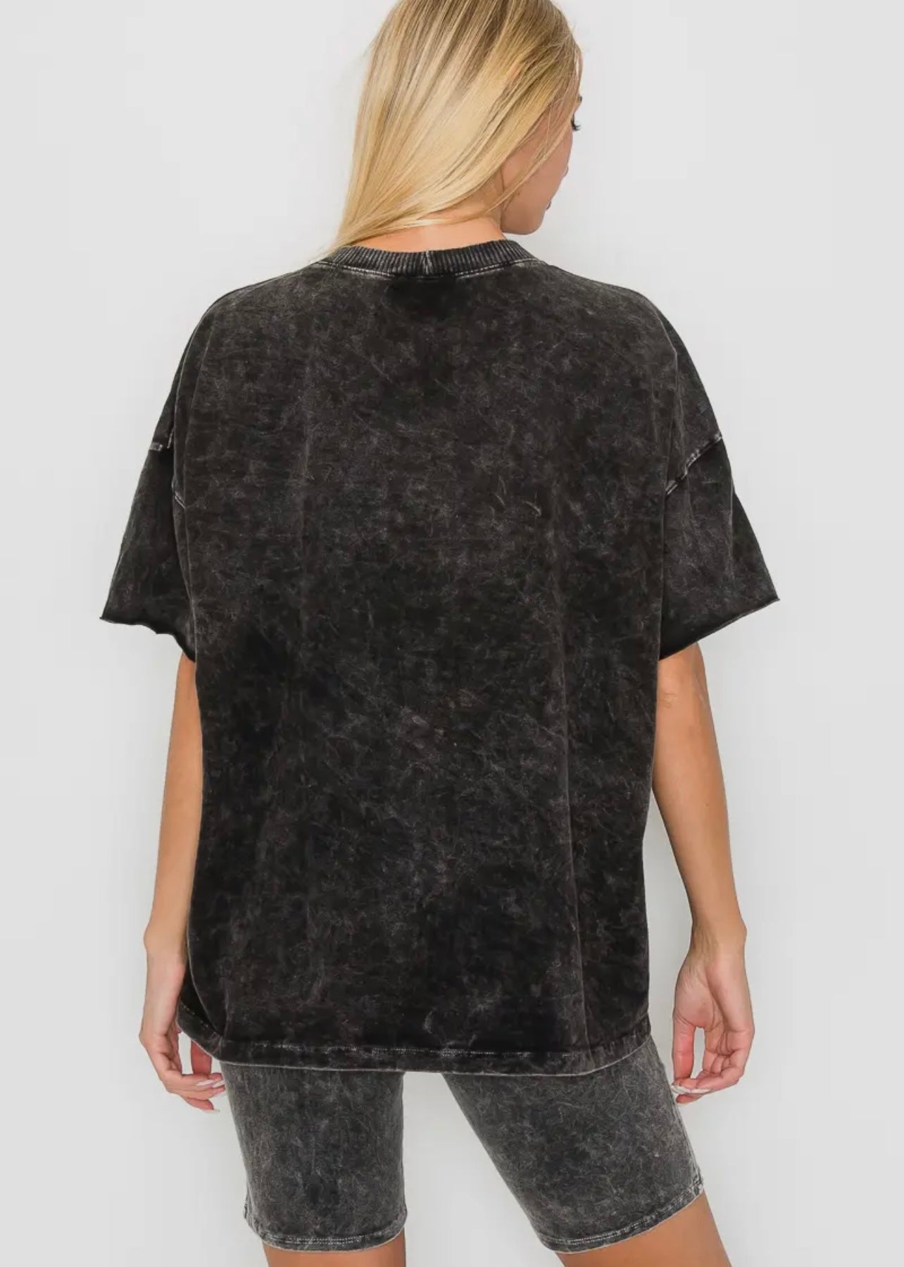 Ash Black Mineral Wash V-Neck T-shirt