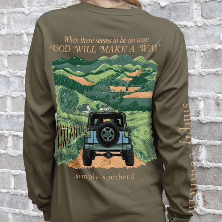 Simply Southern God Will Make A Way Jeep Long Sleeve Shirt