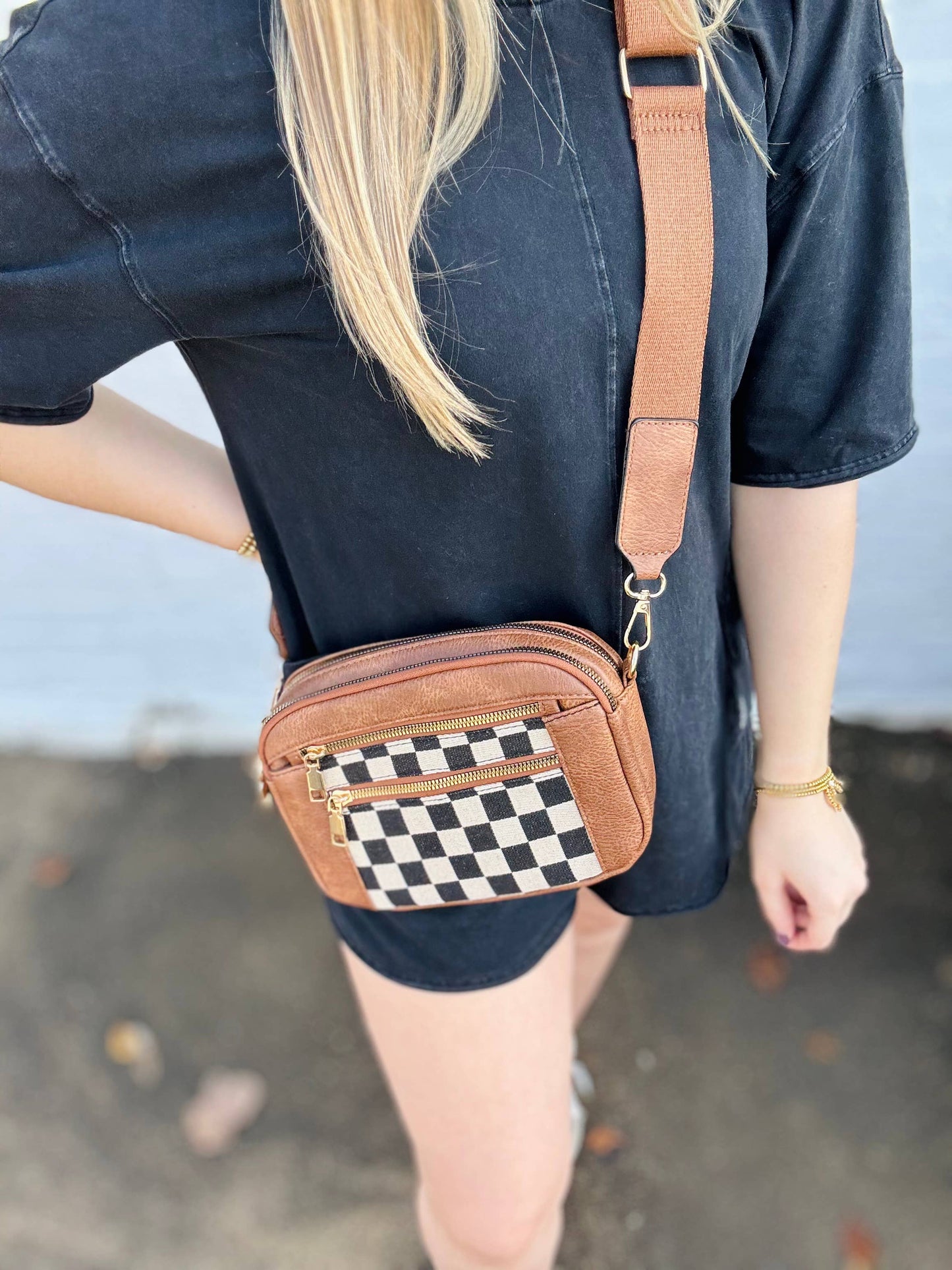 Brown Checkmate Crossbody