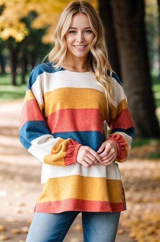 Mustard Stripe Long Sleeve Top