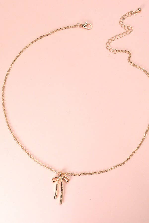 Authentic Gold Bow Ribbon Necklace