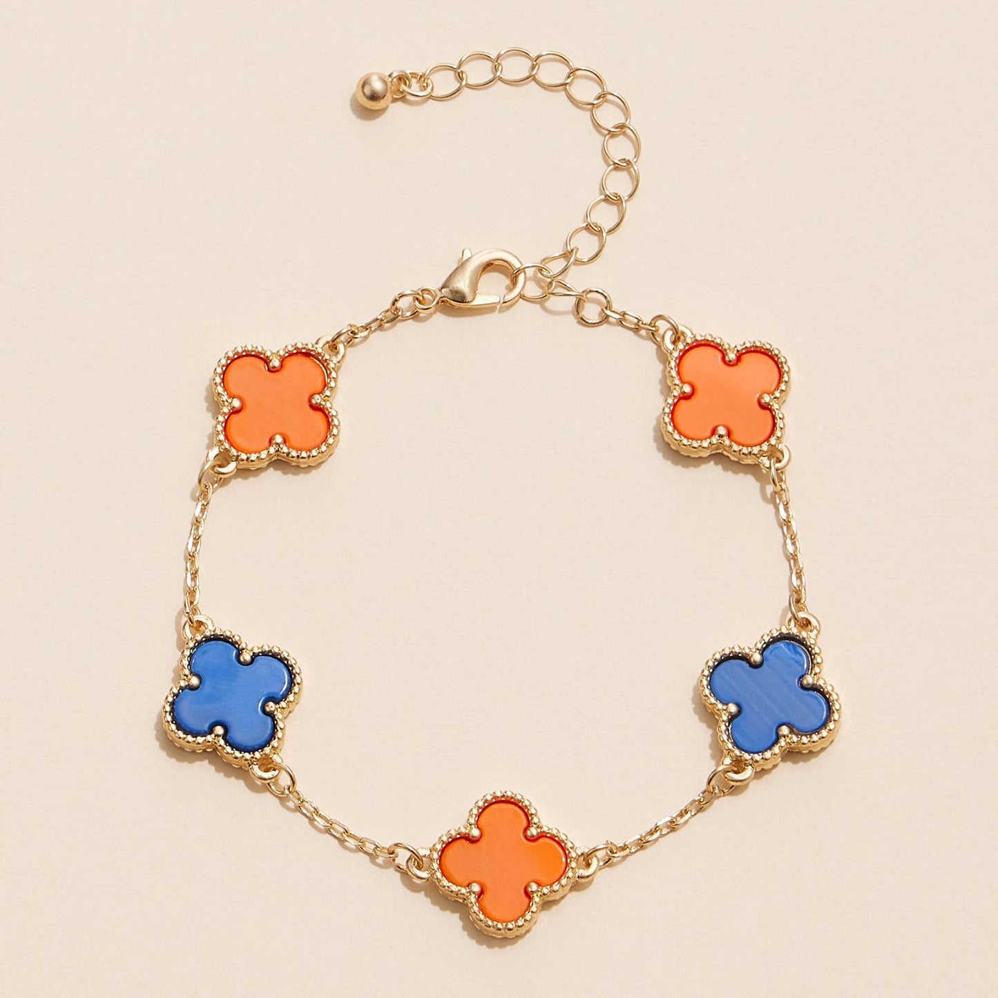 Blue & Orange Clover Charms Basic Bracelet