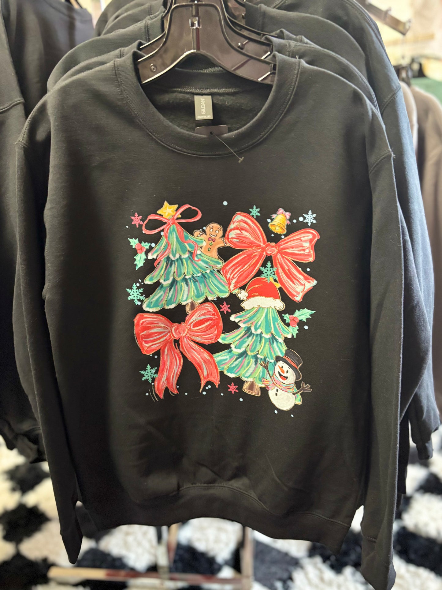 Christmas Trees with Bows Crewneck Pullover