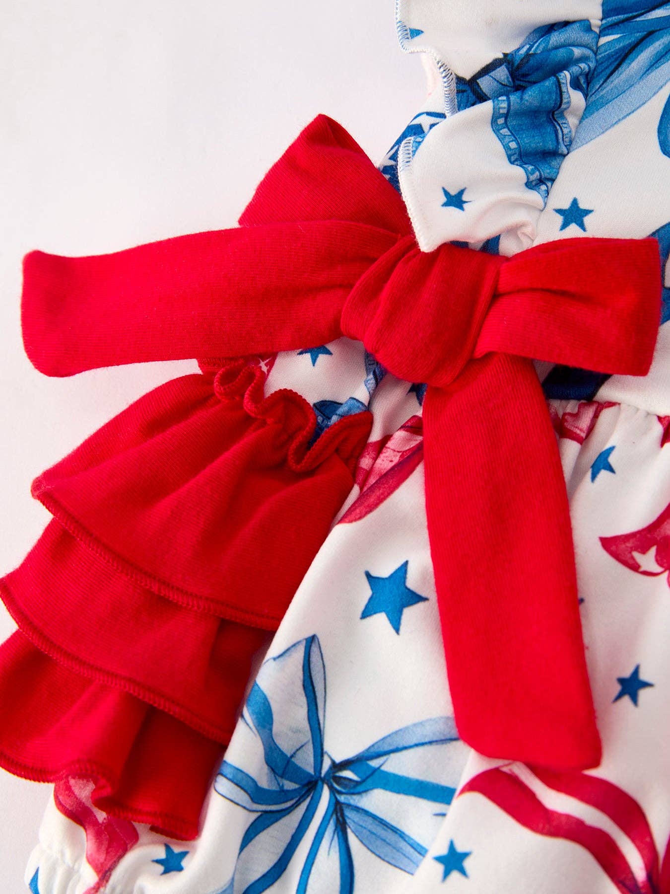 Girls 4th of July Bow Print Romper