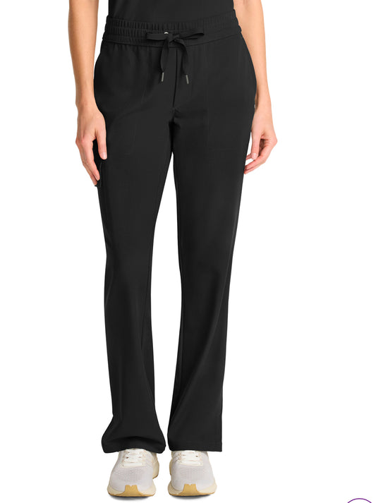 Healing Hands Mid Rise Drawstring Straight Leg Pant in Black