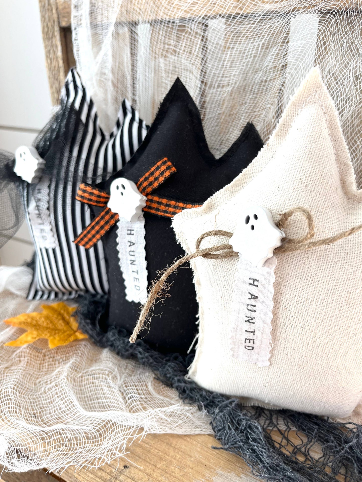 Natural Halloween Haunted House Mini Pillow | Home Decor