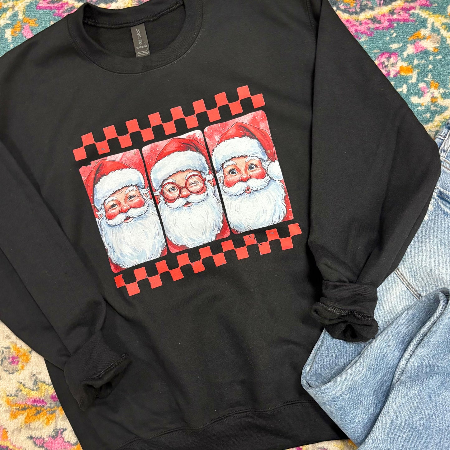 Santa Checkered Crewneck Pullover