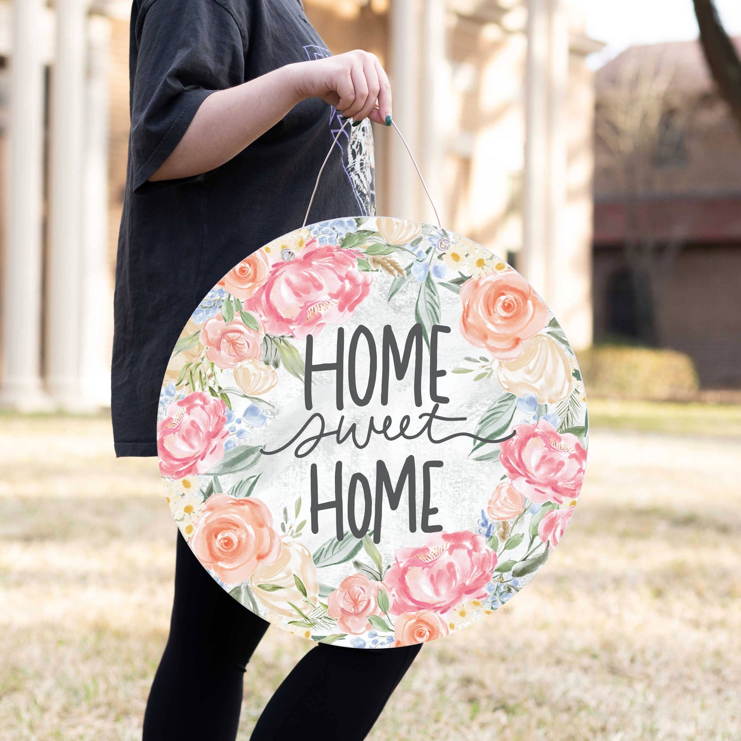 Home Sweet Home Floral Round Door Sign