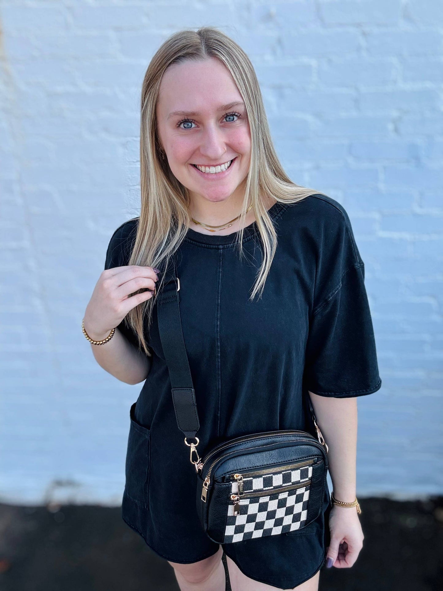 Black Checkmate Crossbody