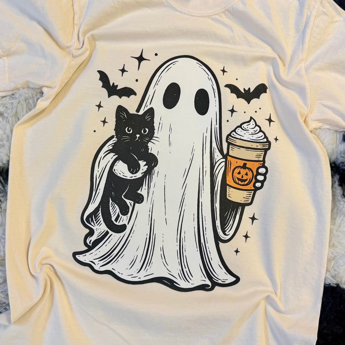 Halloween Ghost & Kitty Coffee Tee