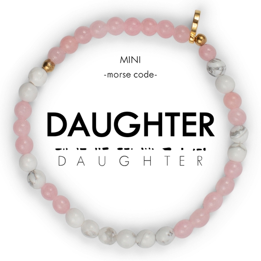 MINI Morse Code Bracelet | DAUGHTER: Marble/Light Pink