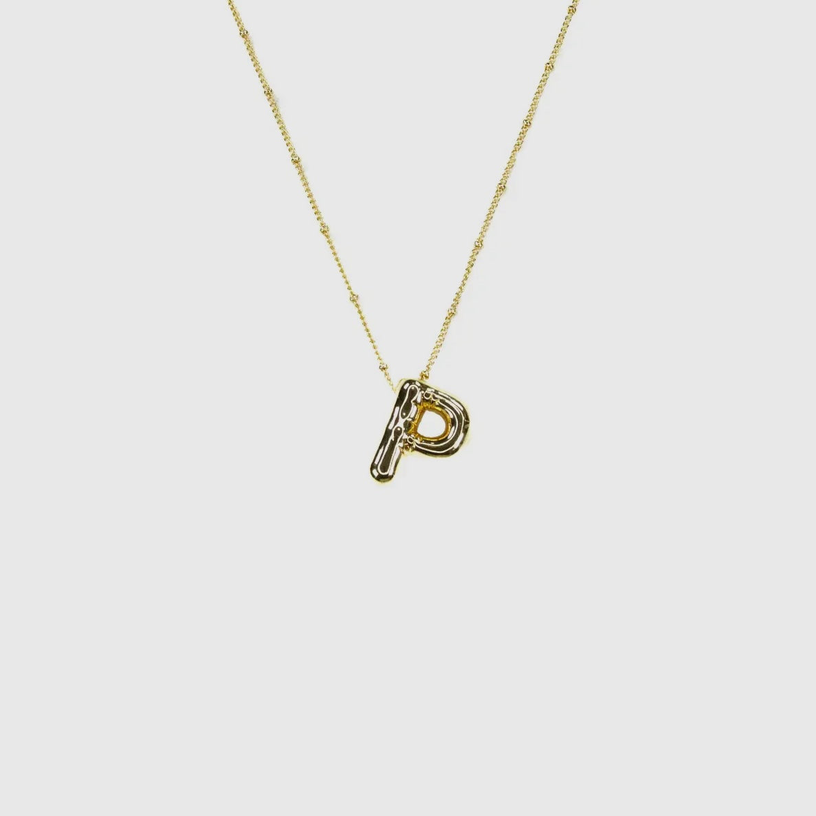 Initial Balloon Bubble 18K Gold Necklace