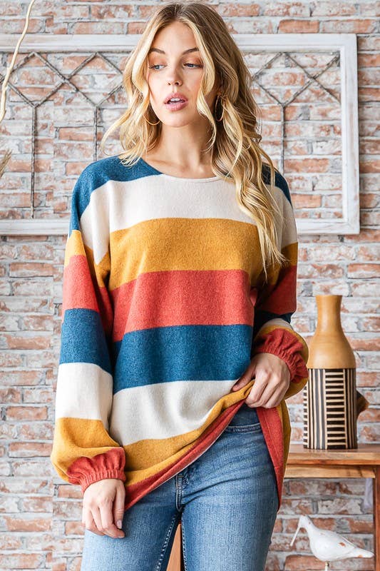 Mustard Stripe Long Sleeve Top