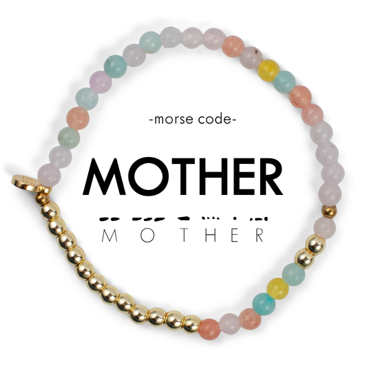 Gold Morse Code Bracelet | MOTHER: Multicolored Quartz