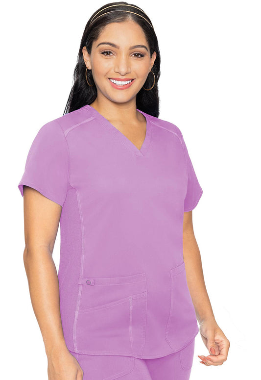 Med Couture V-Neck Shirttail Top in Lilac MC7459