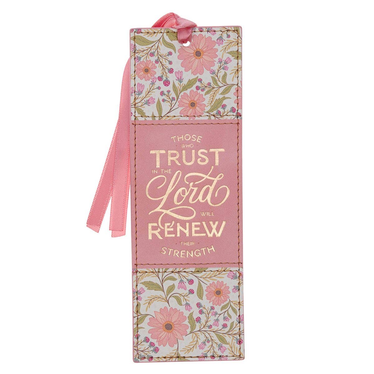 Faux Leather Coral Trust In The Lord Isa 40:31 Bookmark