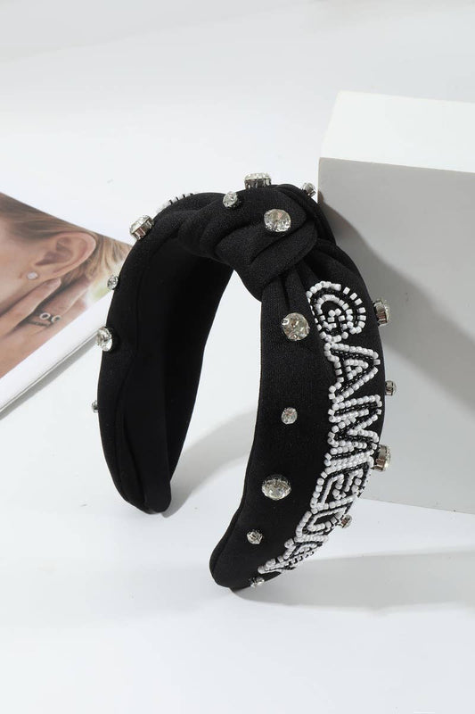 Black Game Day Team Spirit Rhinestone Headband
