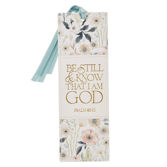 Faux Leather White Be Still Ps. 46:10 Bookmark