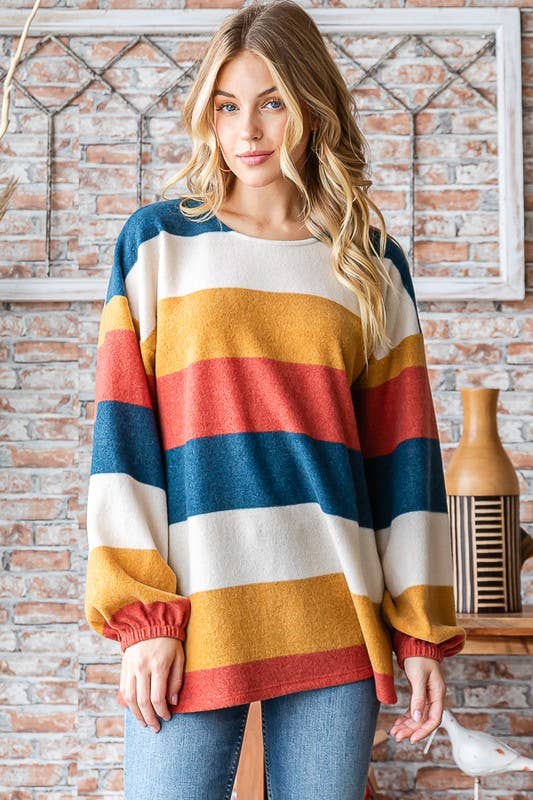 Mustard Stripe Long Sleeve Top