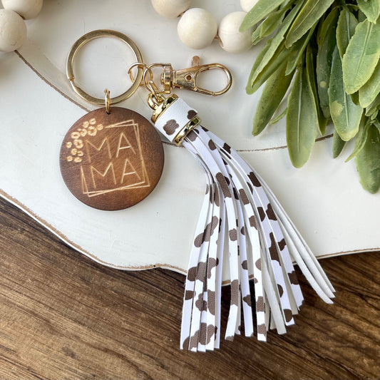 Mama Tassel Keychain - Brown Leopard