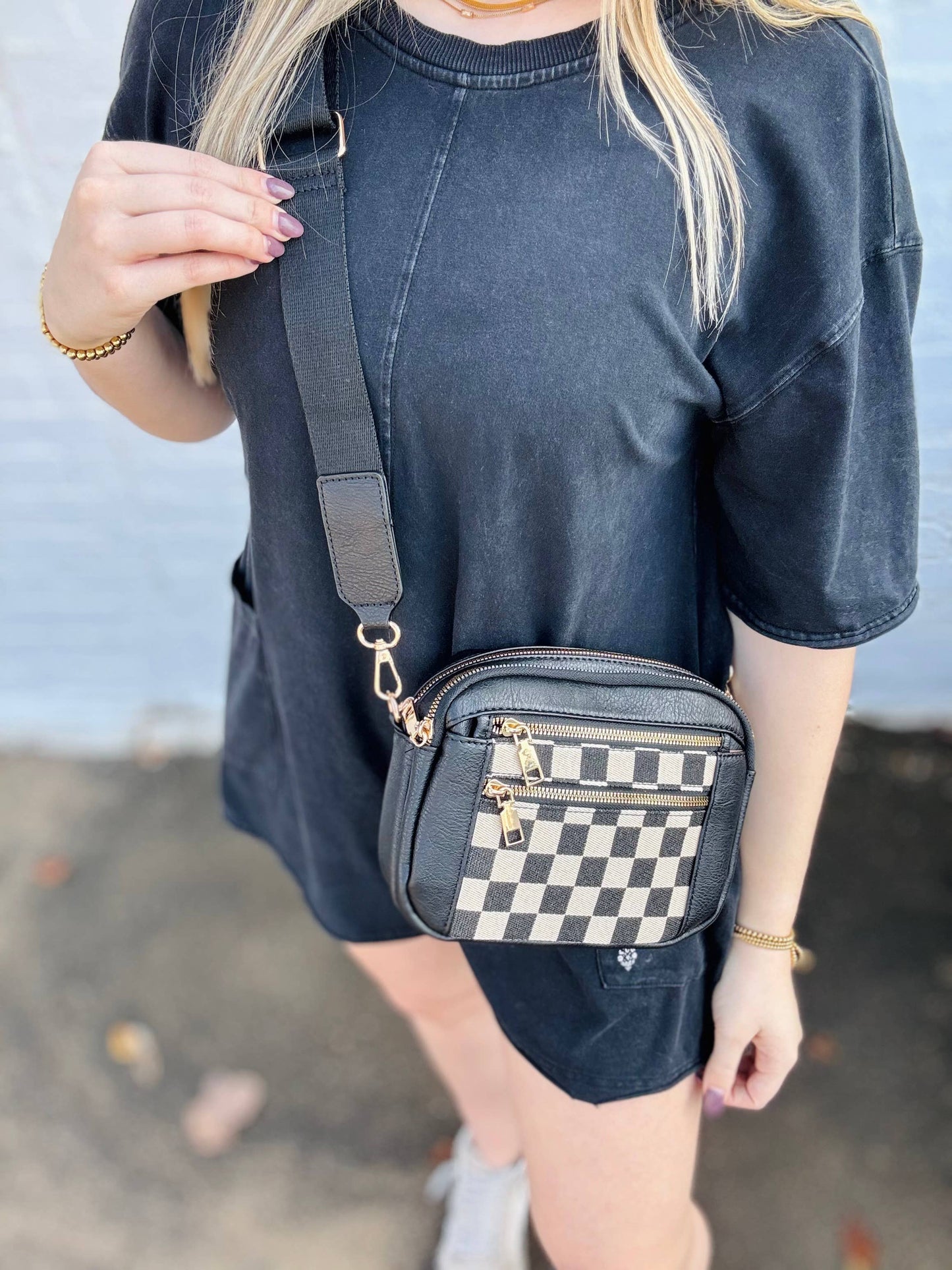 Black Checkmate Crossbody
