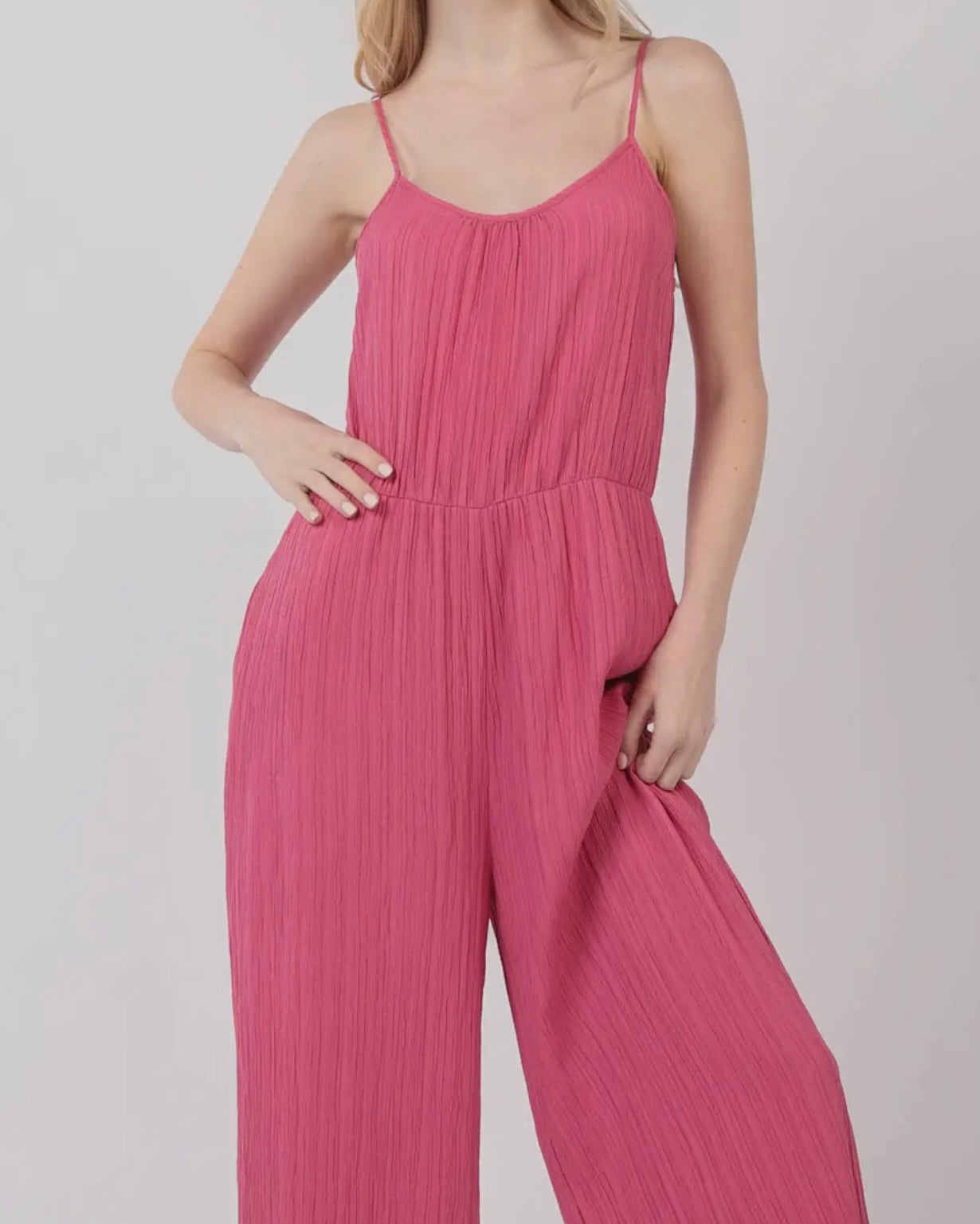 Rose Woven Wide Leg Cami Jumpsuit