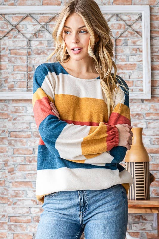 Mustard Stripe Long Sleeve Top