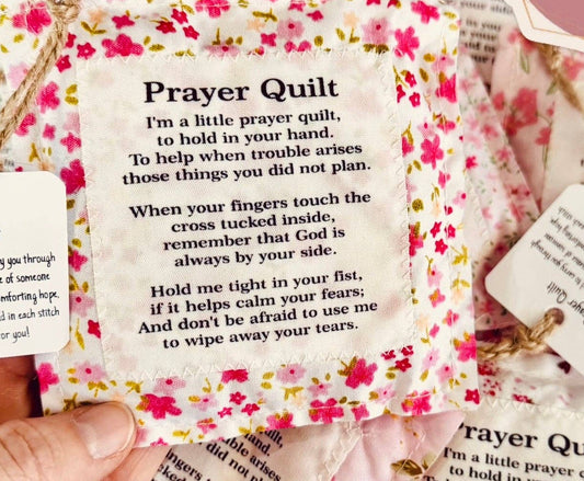 Floral Pink Pocket Prayer Quilt Square