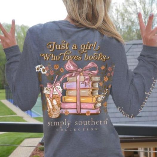 Simply Southern Just A Girl Who Loves Books Long Sleeve Shirt