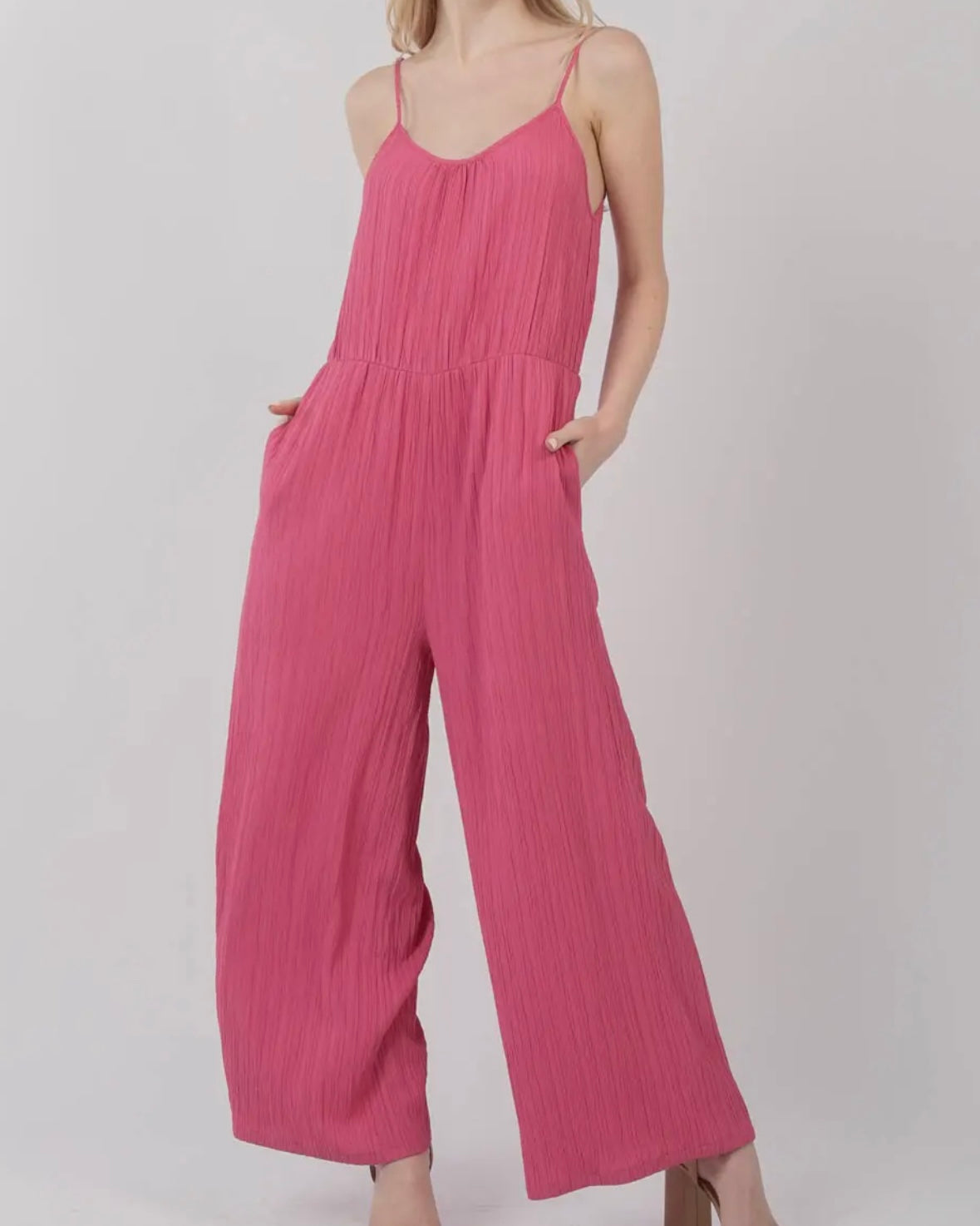 Rose Woven Wide Leg Cami Jumpsuit