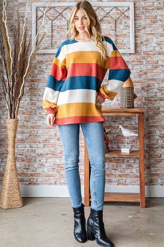 Mustard Stripe Long Sleeve Top