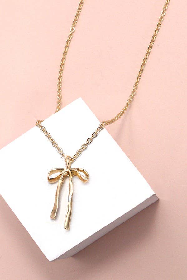 Authentic Gold Bow Ribbon Necklace