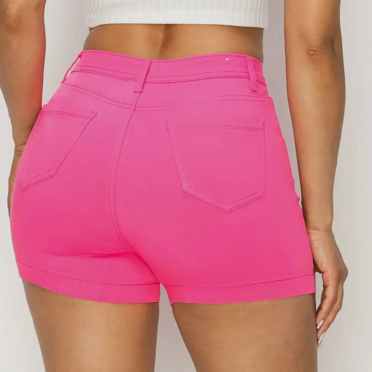 Neon Pink High Waisted Super-Stretch Shorts