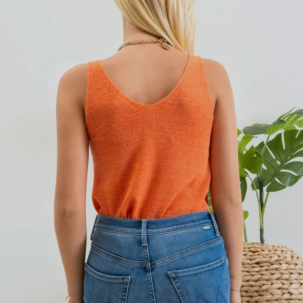 Orange Knit Tank Top