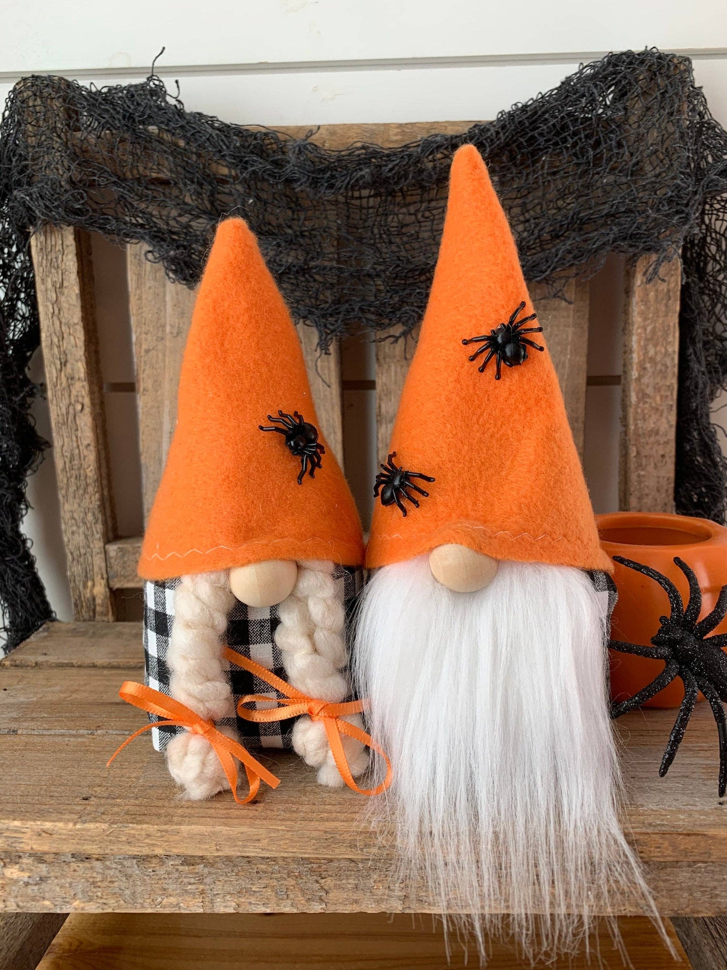 7" Mini Halloween Spider Gnome