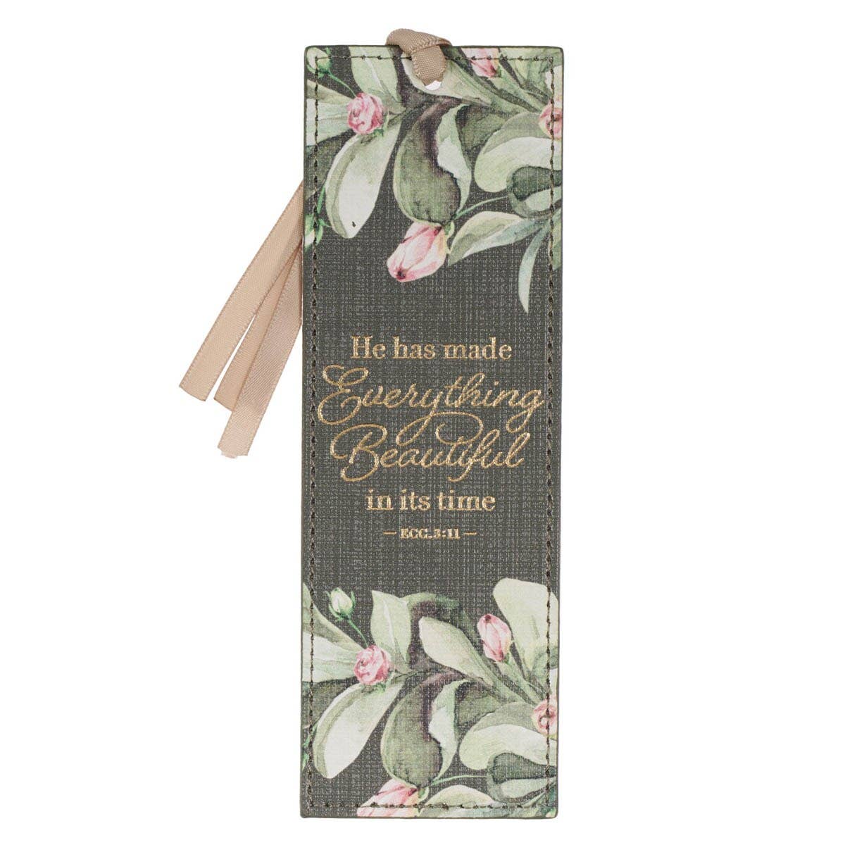 Faux Leather Green Everything is Beautiful Ecc 3:11 Bookmark