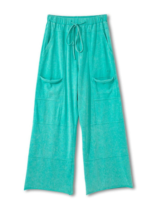 Simply Southern Vintage Washed Wide Leg Pants - Turquoise
