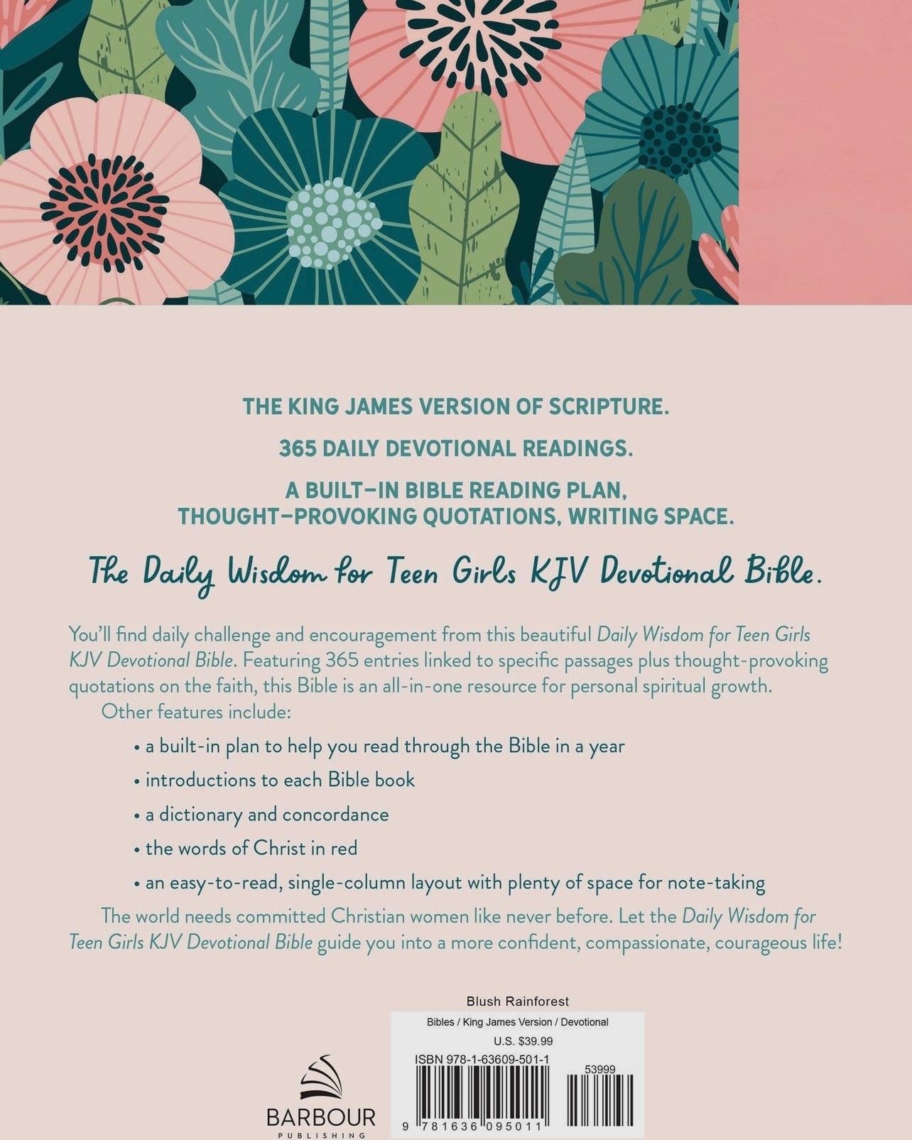 Daily Wisdom For Teen Girls KJV
Devotional Bible - Blush Rain