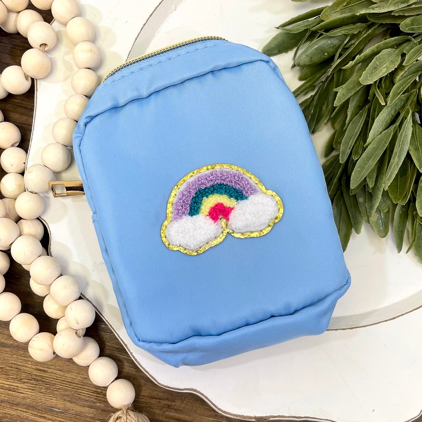 Mini Nylon Cosmetic Bag - Blue Rainbow