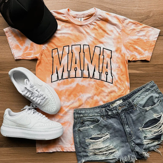 Mama Varsity Bleached Orange Graphic Tee