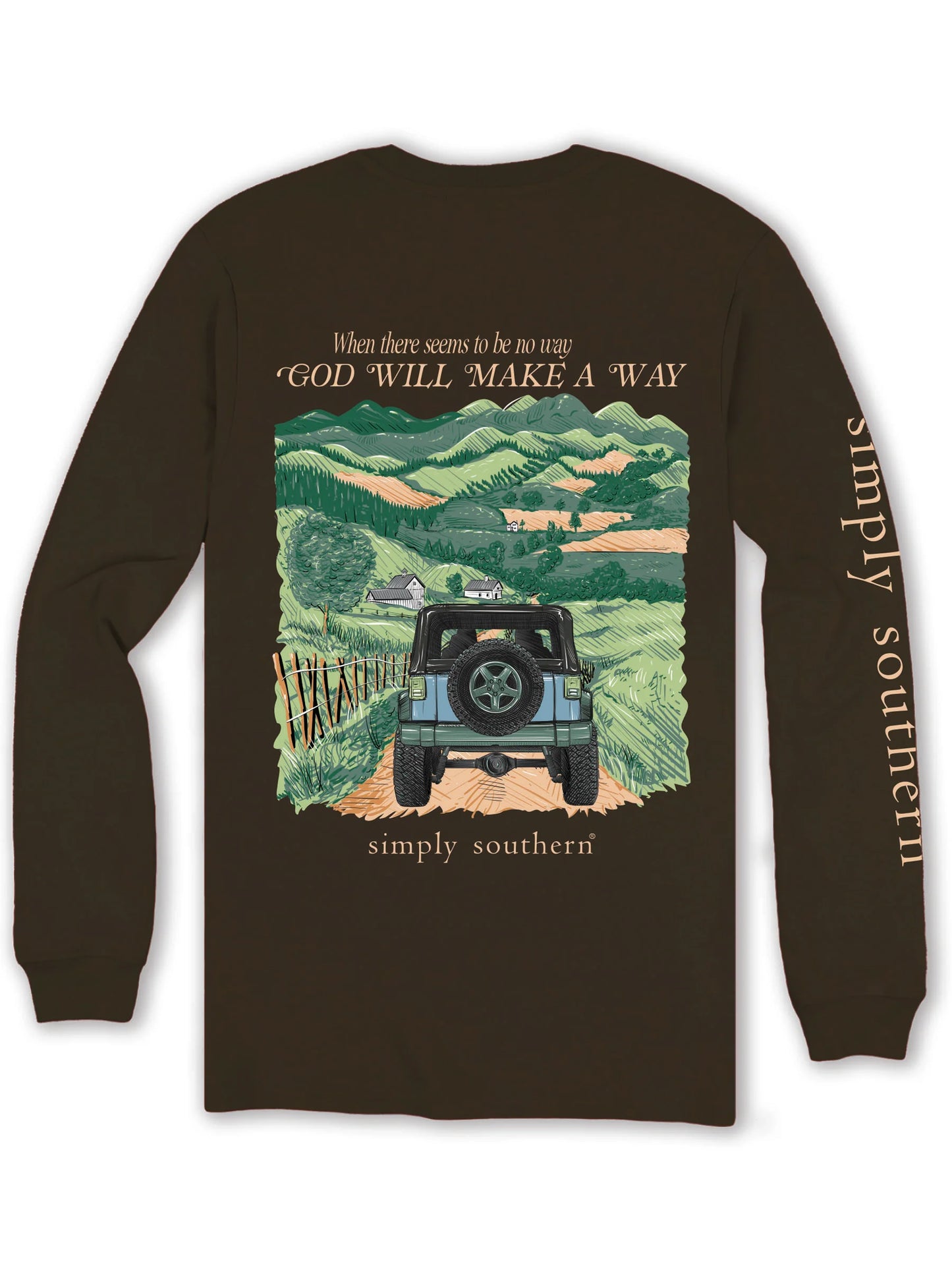 Simply Southern God Will Make A Way Jeep Long Sleeve Shirt