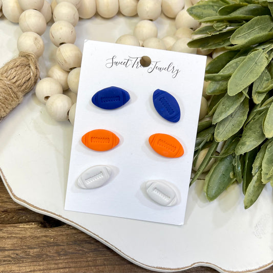 Orange & Blue Football Stud Earrings