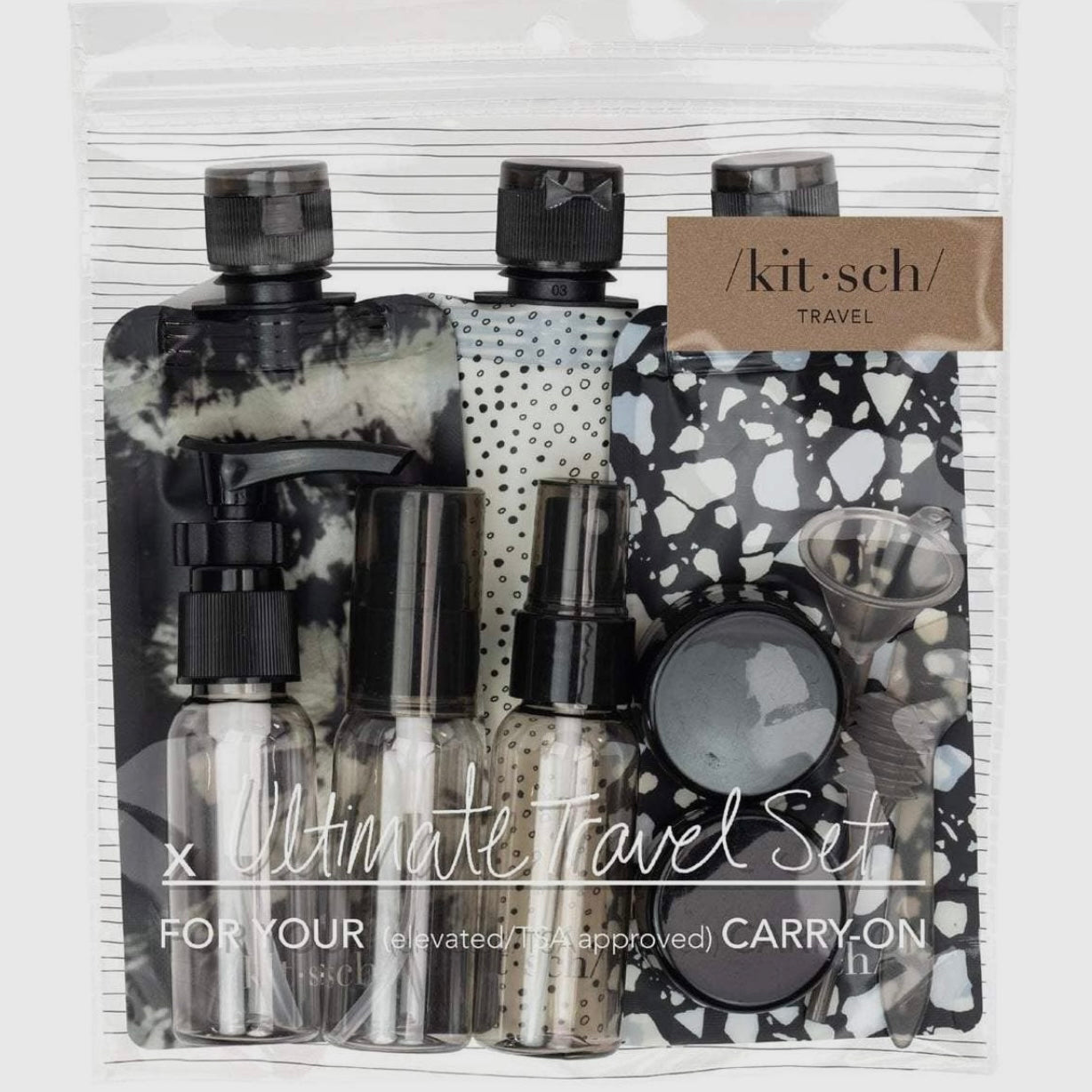 Refillable Ultimate Travel 11pc Set - Black & Ivory