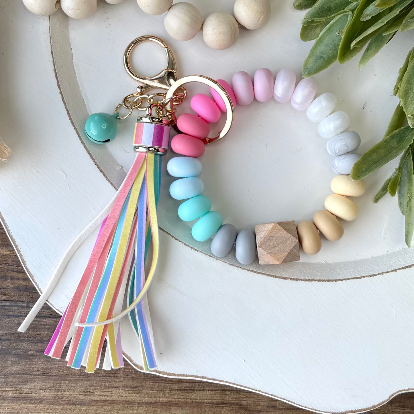 Multicolor Silicone Beaded Keychain Wristlets